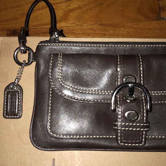 COACH Brown Leather Wristlet - Picture 2 of 3
